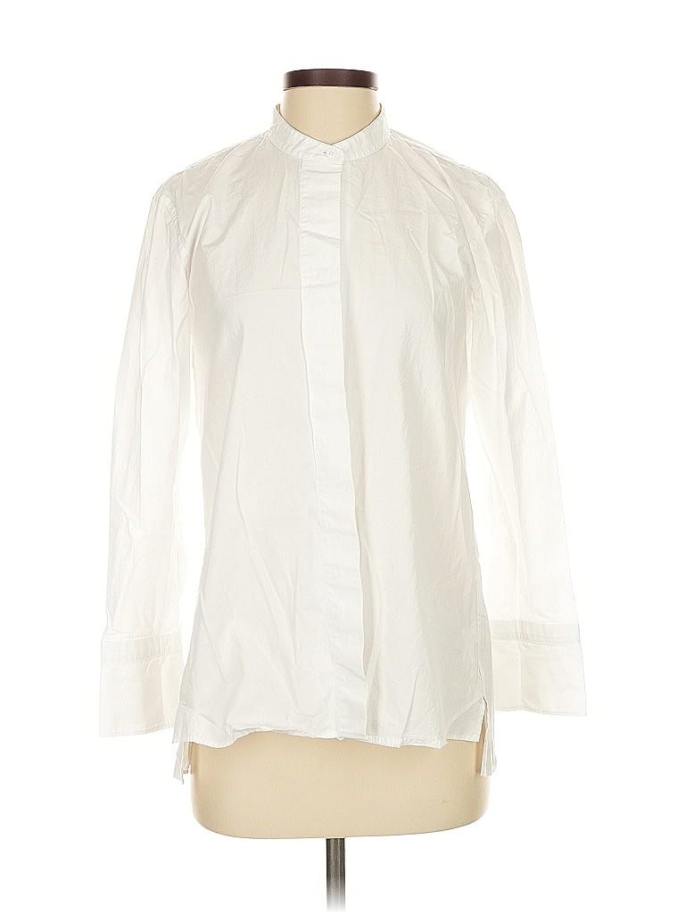 Pre-owned Uniqlo Long Sleeve Blouse In White