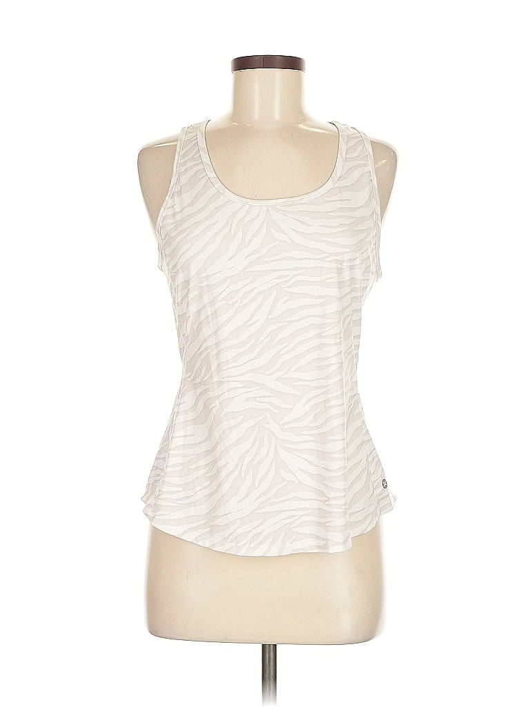 Pre-owned Rbx Tank Top Ivory Print Pattern Scoop Neck Tops In White