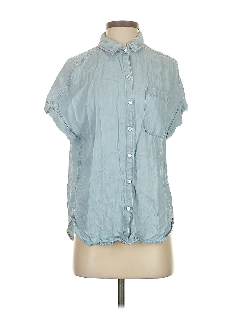 Pre-owned Lola River Short Sleeve Blouse In Blue