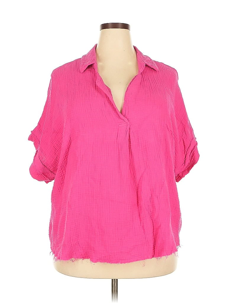 Pre-owned Kaktus Short Sleeve Blouse In Pink
