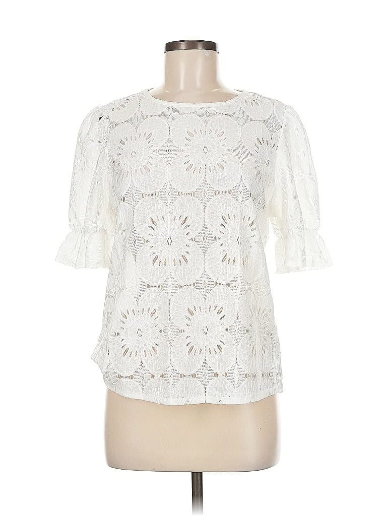 Pre-owned Assorted Brands Short Sleeve Blouse In White