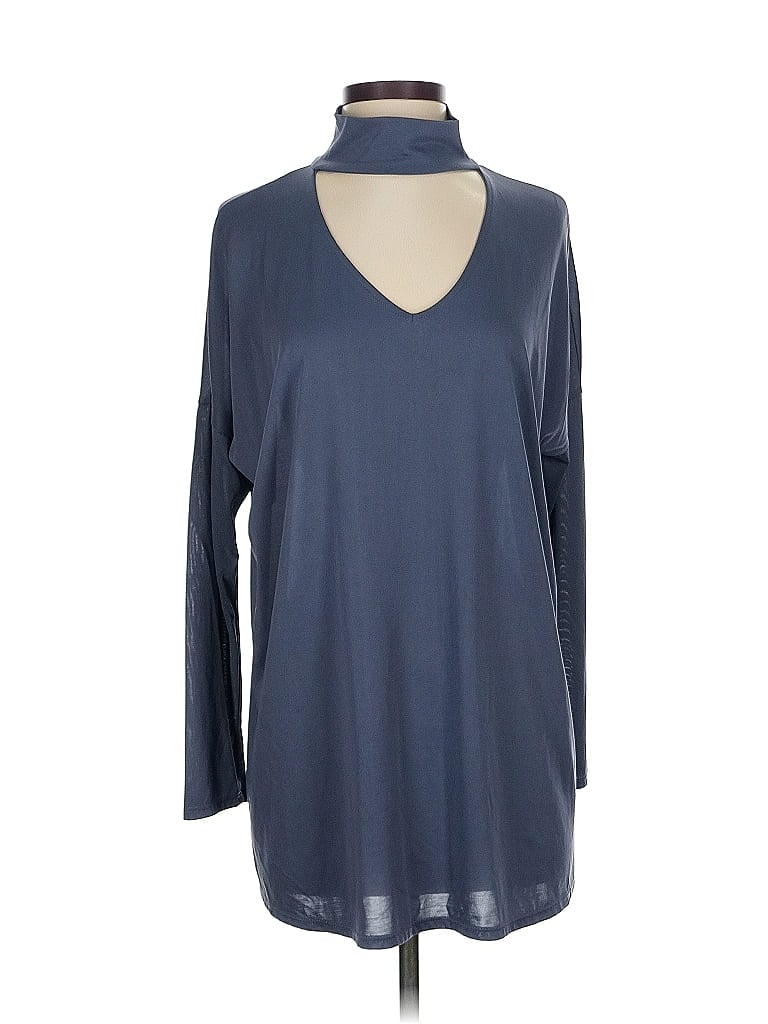 TROUVE Pre-owned Long Sleeve Top Blue Keyhole Neckline Tops
