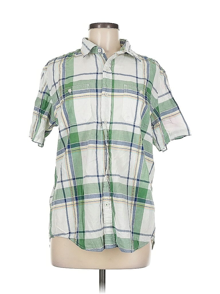 Pre-owned Old Navy Short Sleeve Button Down Shirt In Green