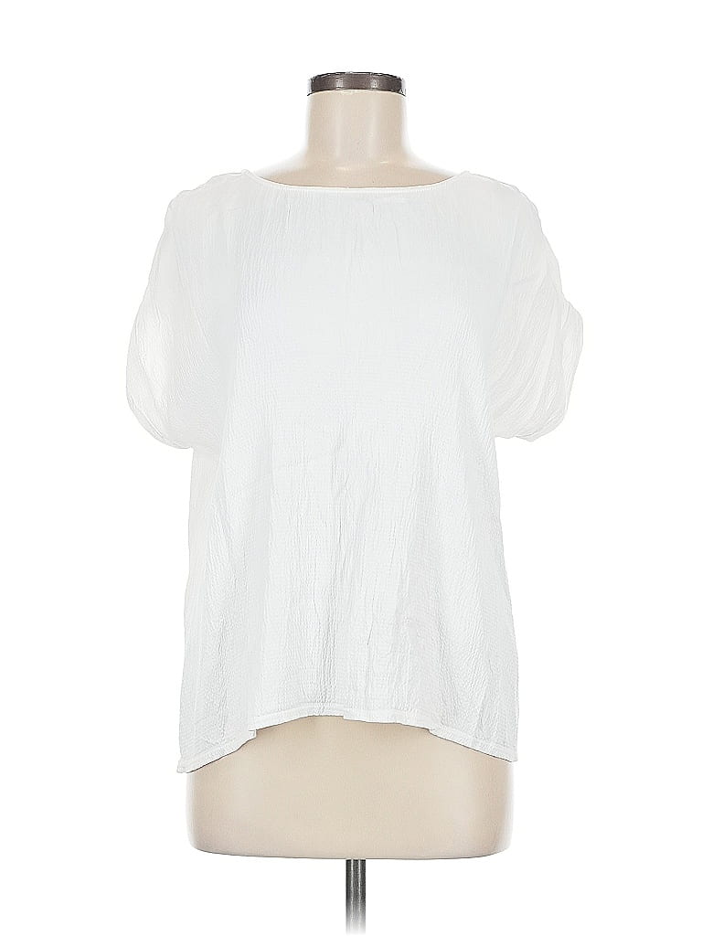 Pre-owned Reiss Short Sleeve Blouse In White