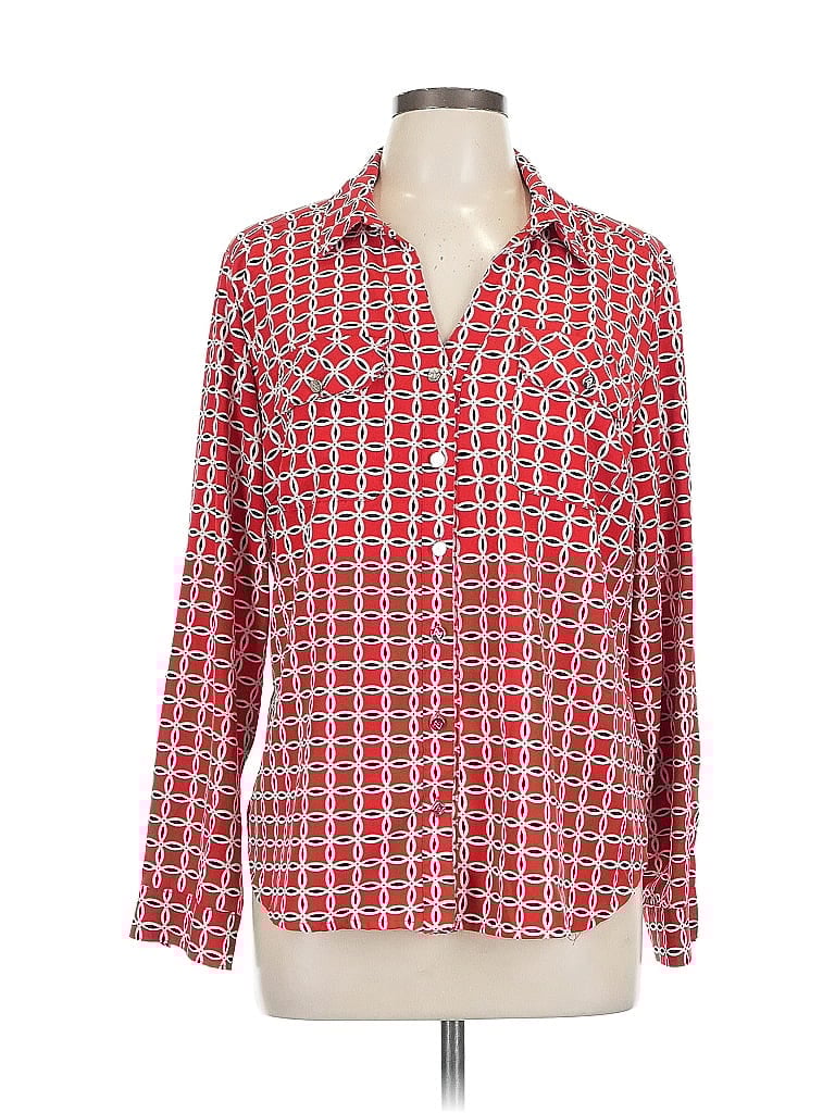 Pre-owned Adrienne Vittadini Long Sleeve Blouse In Red