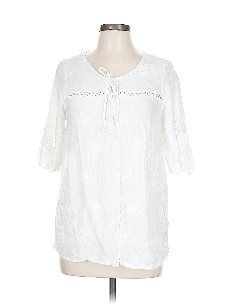 Pre-owned Westport 3/4 Sleeve Blouse In White