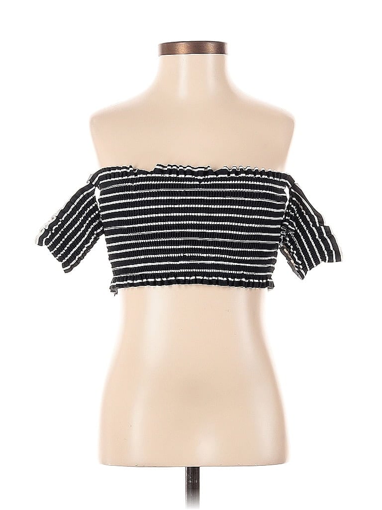 Pre-owned Xhilaration Short Sleeve Top Black Strapless Neckline Tops