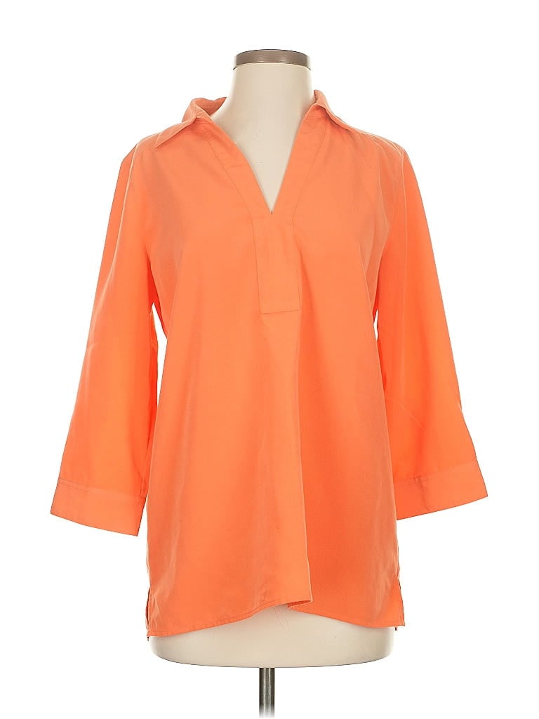 Pre-owned Travelsmith 3/4 Sleeve Blouse In Orange