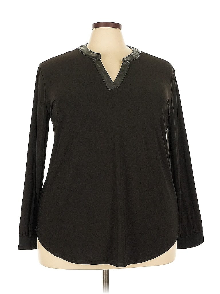 Pre-owned Anne Klein Long Sleeve Blouse In Black