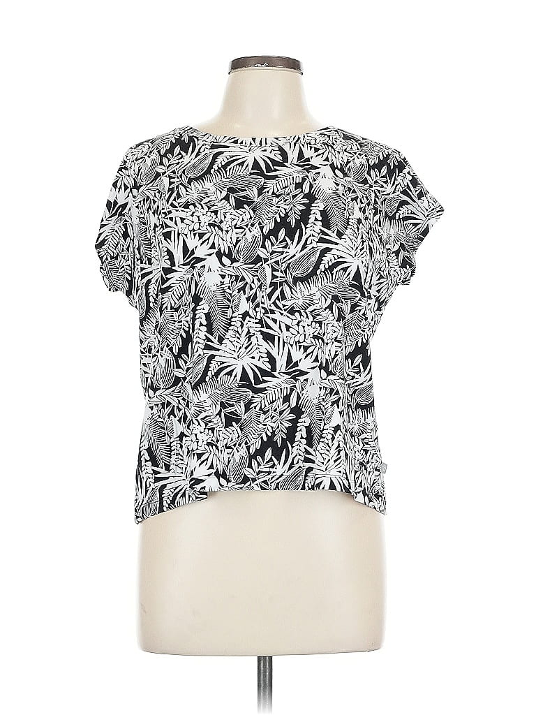 Pre-owned T By Talbots Short Sleeve Blouse In Silver