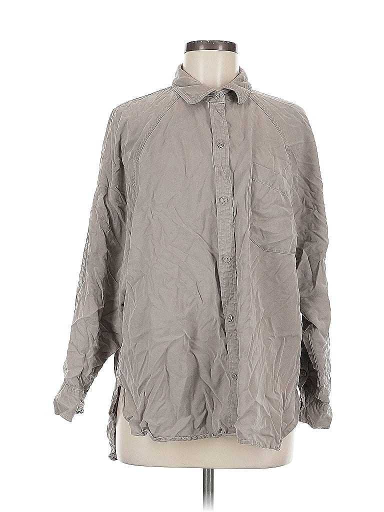 Pre-owned Wilfred Free Long Sleeve Button Down Shirt In Gray