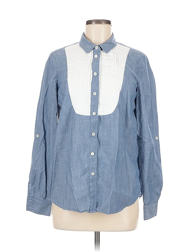 Pre-owned Kate Spade New York Long Sleeve Button Down Shirt In Blue
