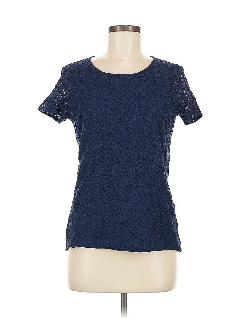 Pre-owned Market & Spruce Short Sleeve Top Blue Crew Neck Tops