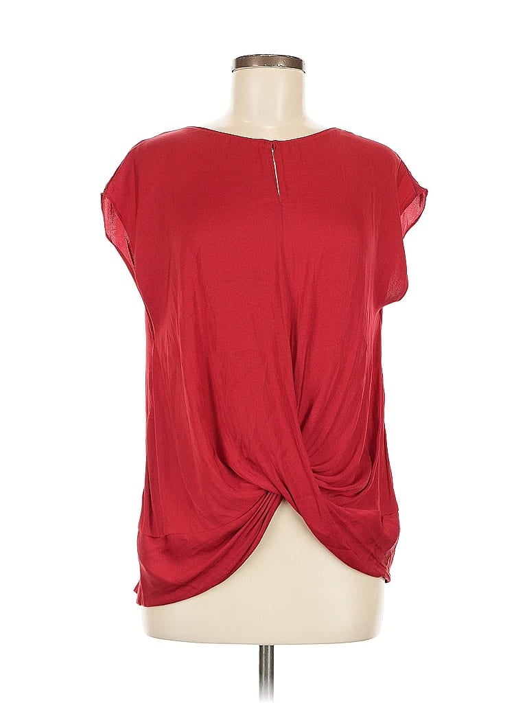 Pre-owned Naked Zebra Short Sleeve Top Red Keyhole Neckline Tops