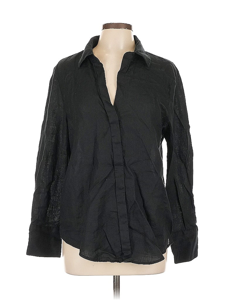 Pre-owned Mng Long Sleeve Button Down Shirt In Black