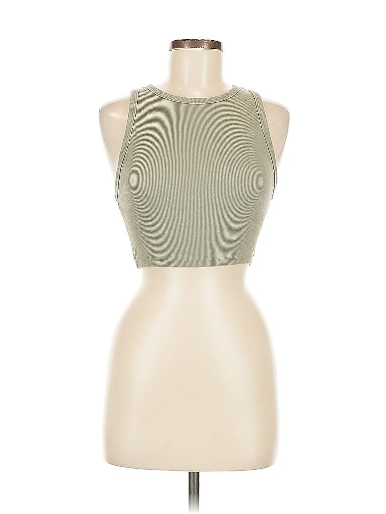 Click to view more detailed imagery on our partner's website Pre-owned Zara Tank Top Green Halter Neckline Tops