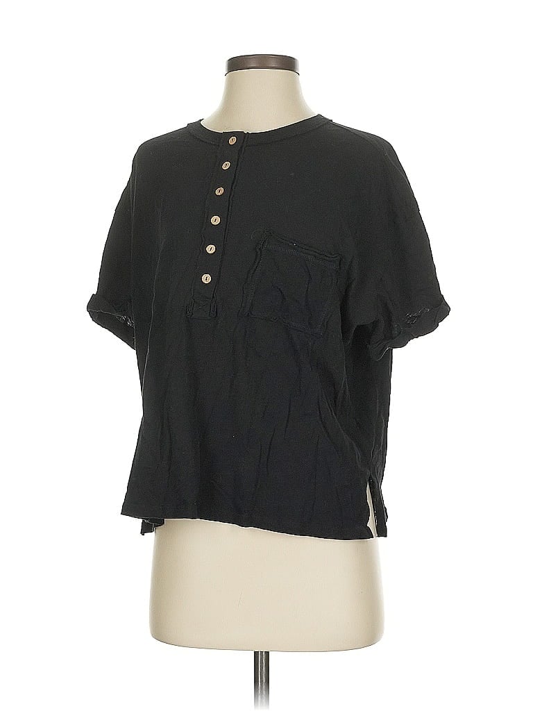 Pre-owned Torrid Short Sleeve Henley Shirt In Black