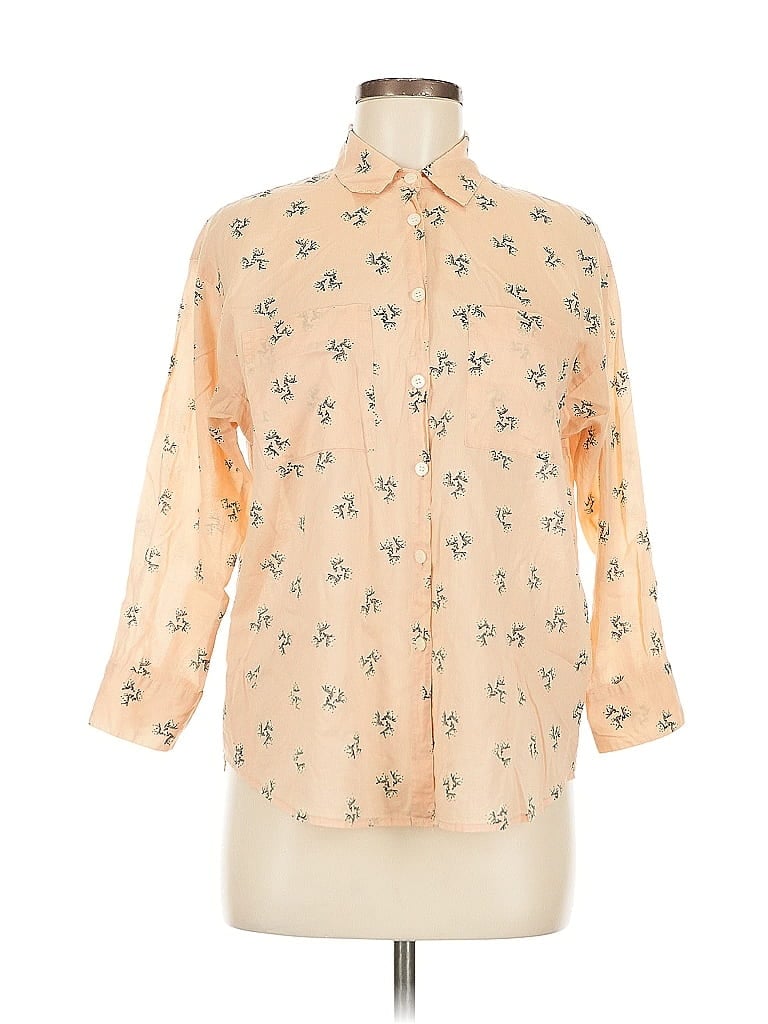 Pre-owned Madewell 3/4 Sleeve Blouse In Brown