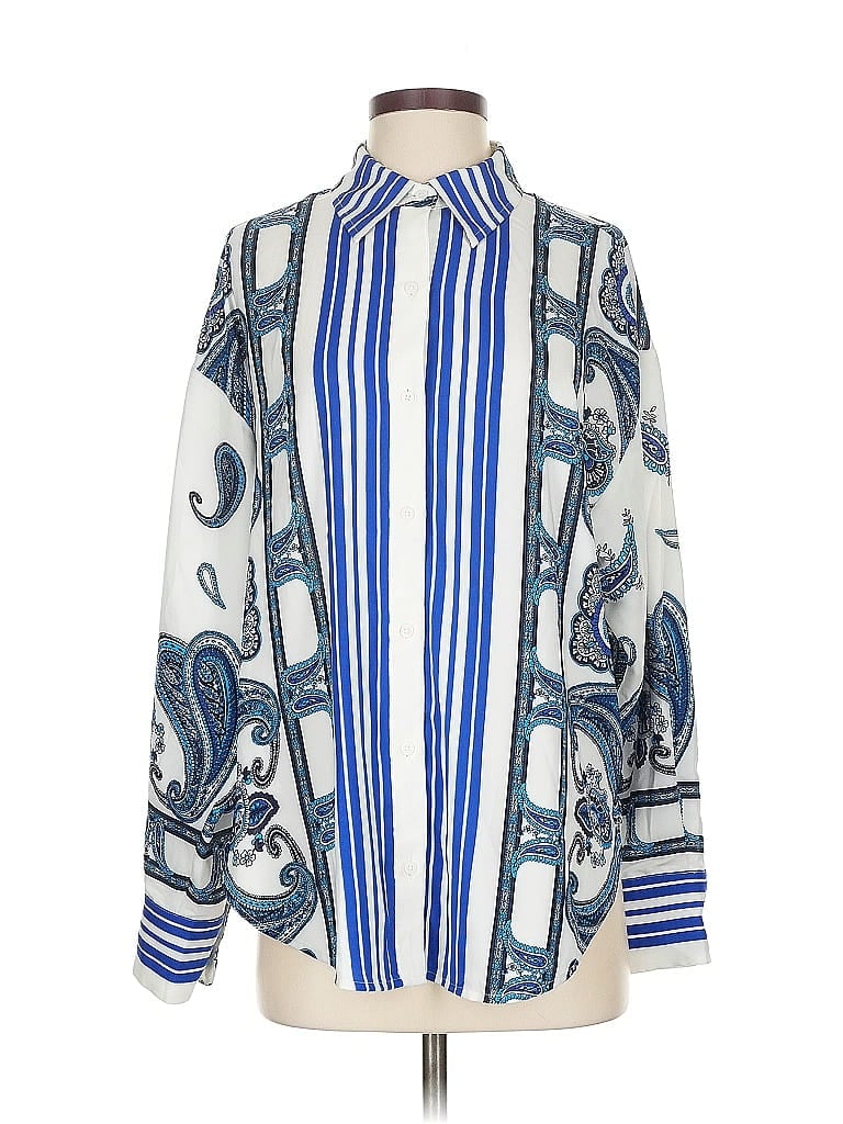 Pre-owned Express Long Sleeve Blouse In Blue