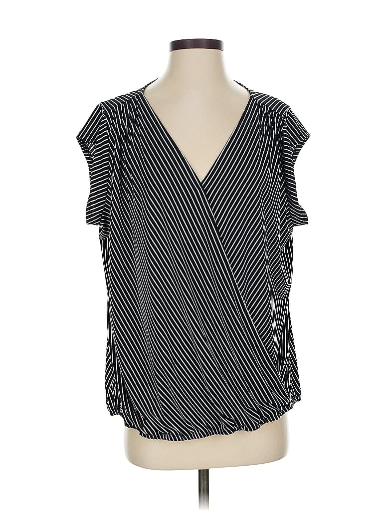 Pre-owned Anne Klein Short Sleeve Blouse In Black