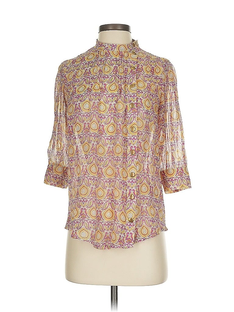 Pre-owned Lauren Moffatt 3/4 Sleeve Blouse In Yellow