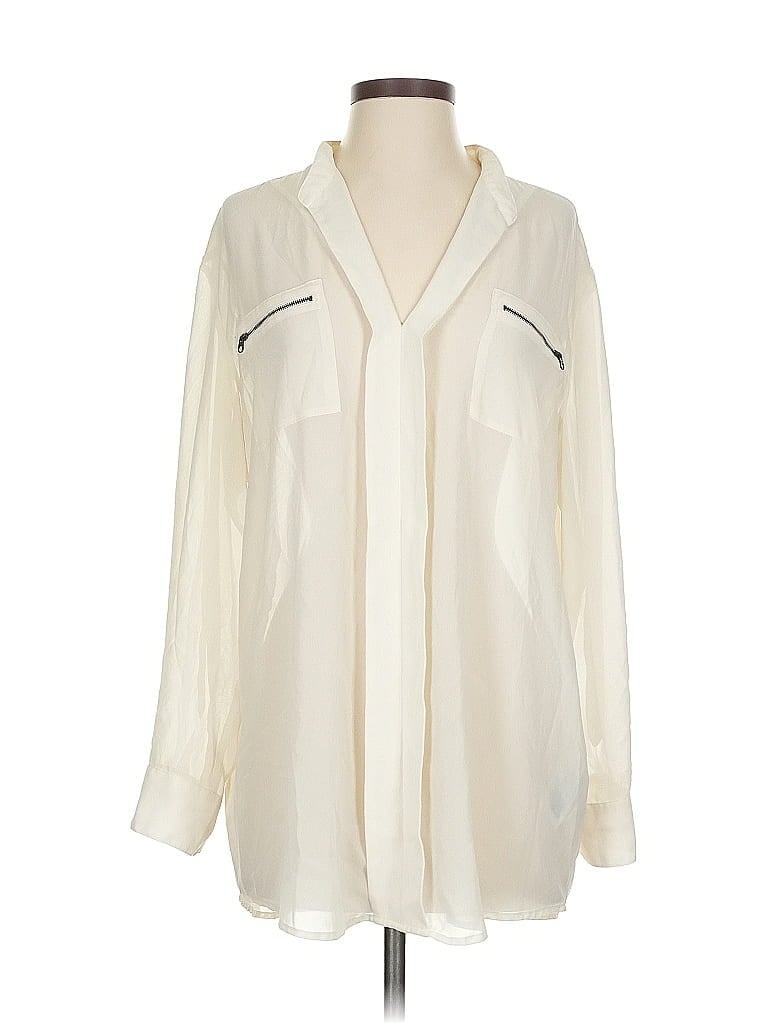 Pre-owned Guess Long Sleeve Blouse In White
