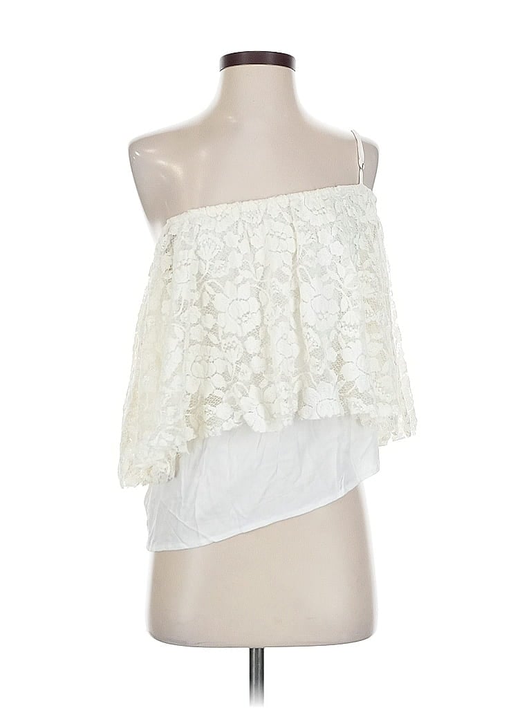 Pre-owned Ella Moss Sleeveless Top Ivory Strapless Neckline Tops In White