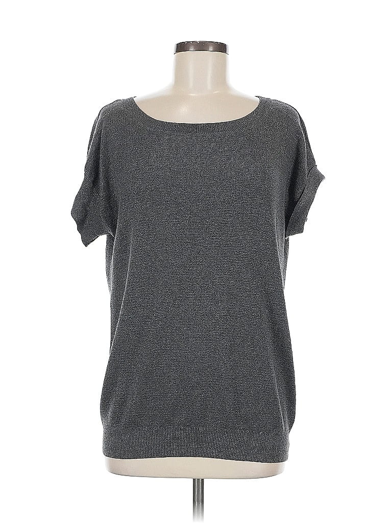 Pre-owned Michael Michael Kors Short Sleeve Top Gray Scoop Neck Tops