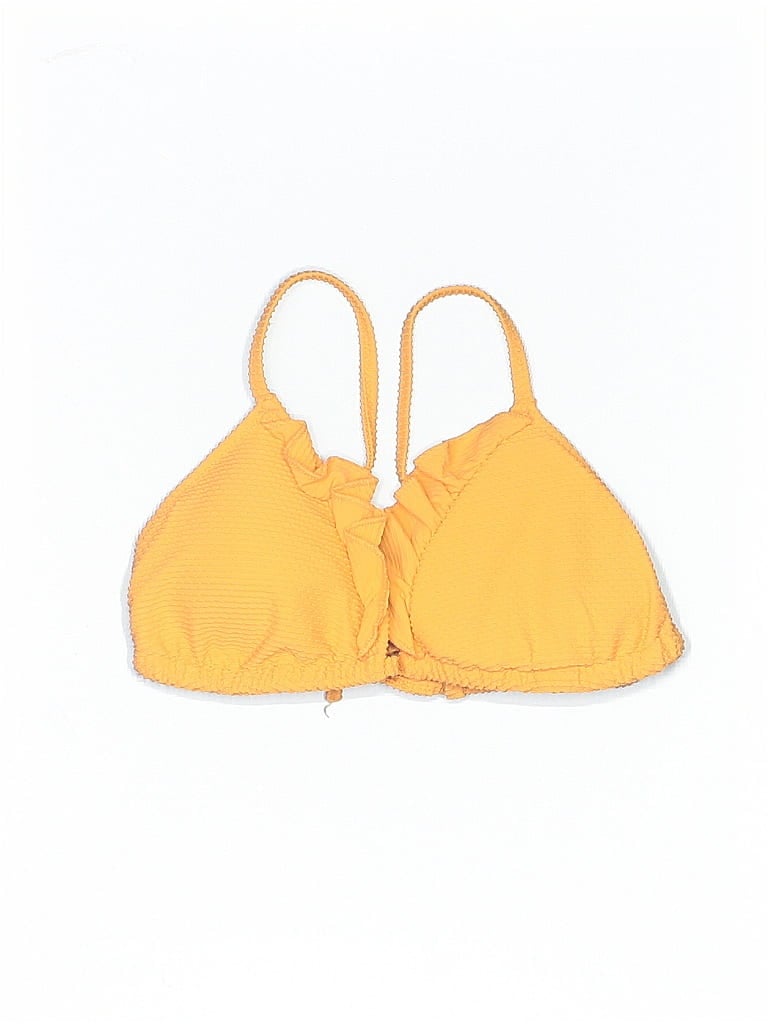 Pre-owned Aerie Swimsuit Top Yellow Solid Pattern Swimwear