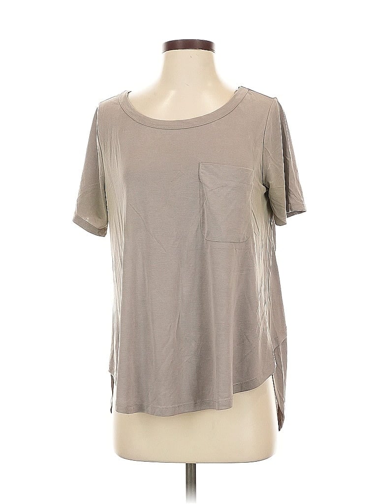Pre-owned Sienna Sky Short Sleeve Top Gray Scoop Neck Tops