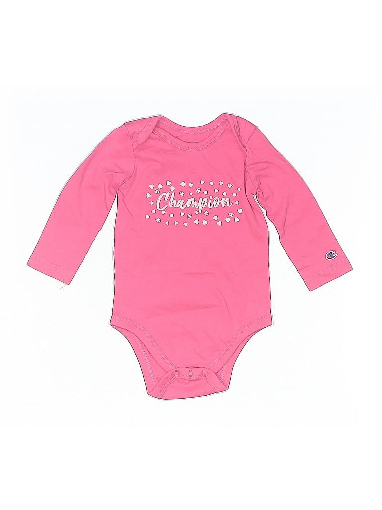 Pre-owned Champion Babies' Long Sleeve Onesie In Pink