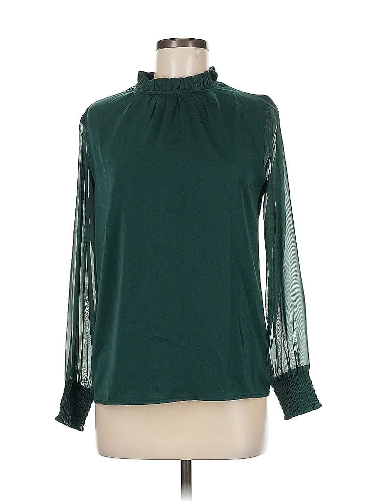 Pre-owned Made With Love Long Sleeve Blouse In Green