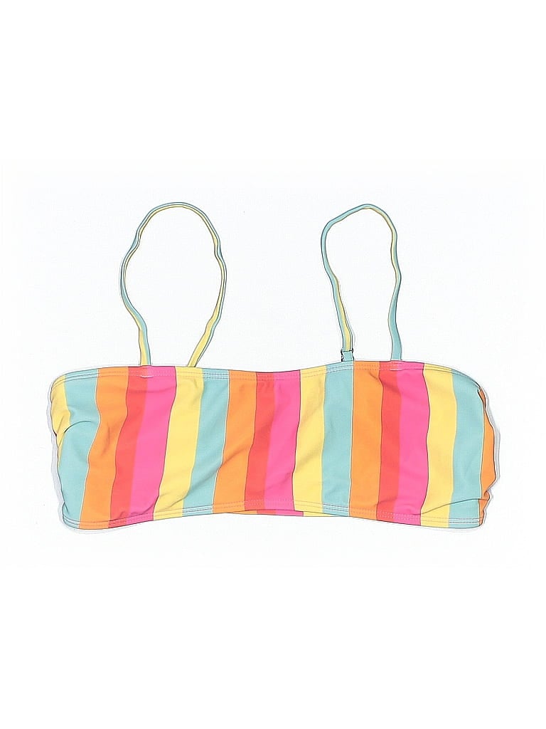 Pre-owned Unbranded Swimsuit Top Yellow Stripes Pattern Swimwear