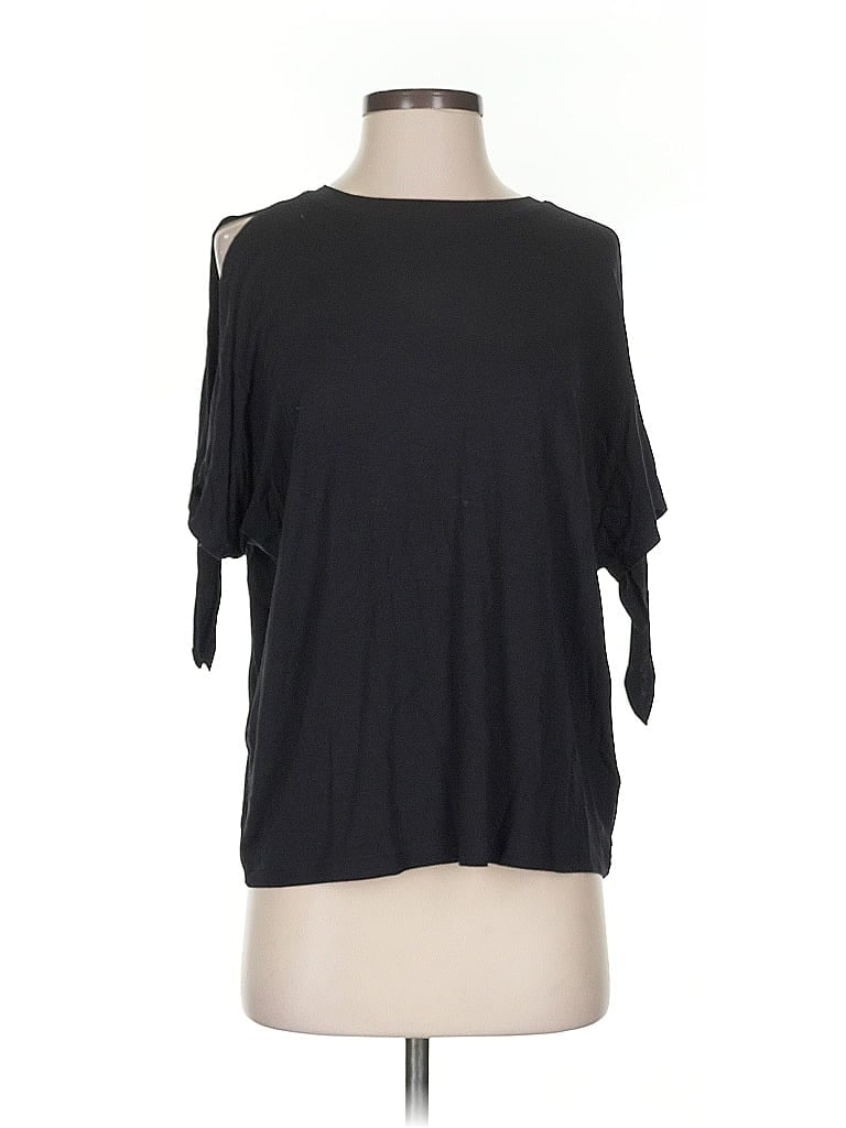 Pre-owned Rebecca Minkoff Short Sleeve Top Black Cold Shoulder Neckline Tops