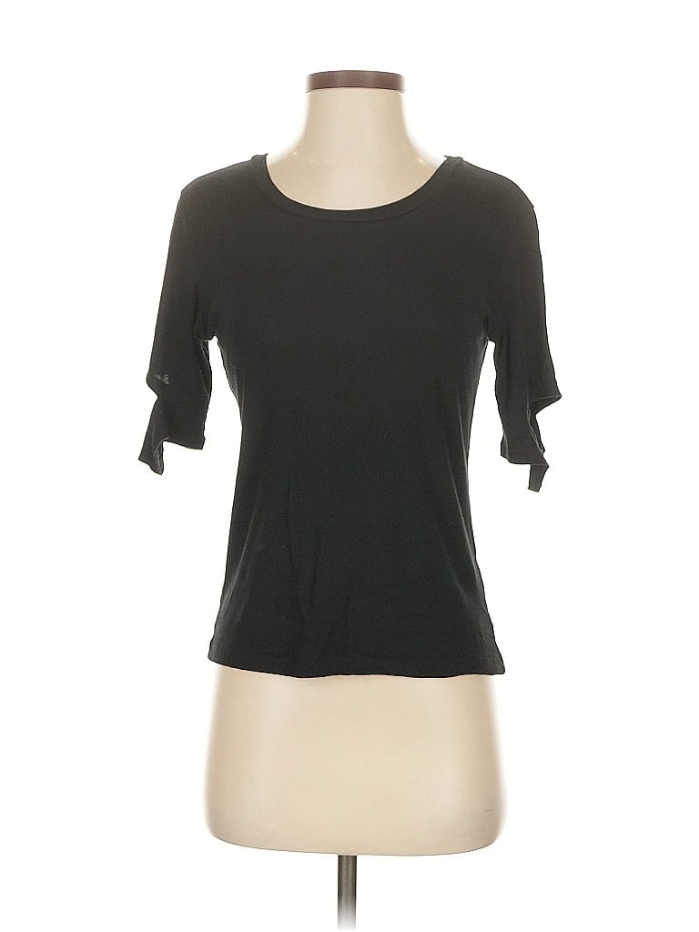 Pre-owned Lna Short Sleeve Top Black Keyhole Neckline Tops