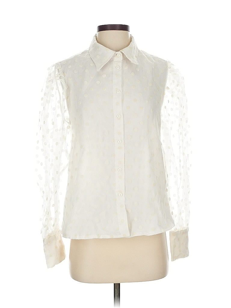 Pre-owned Mng Long Sleeve Blouse In White