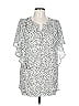 Chaps 100% Polyester Silver Short Sleeve Blouse Size L - photo 1