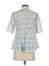 HD in Paris Print Silver Short Sleeve Blouse Size 0 - photo 2