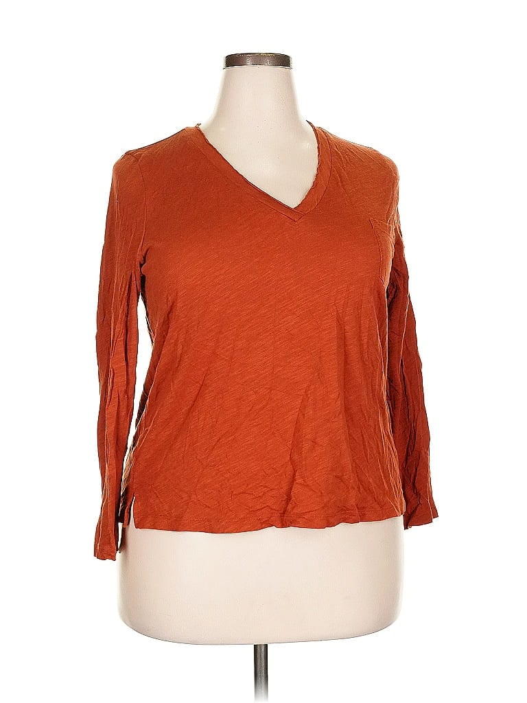 Pre-owned Caslon 3/4 Sleeve T-shirt In Orange