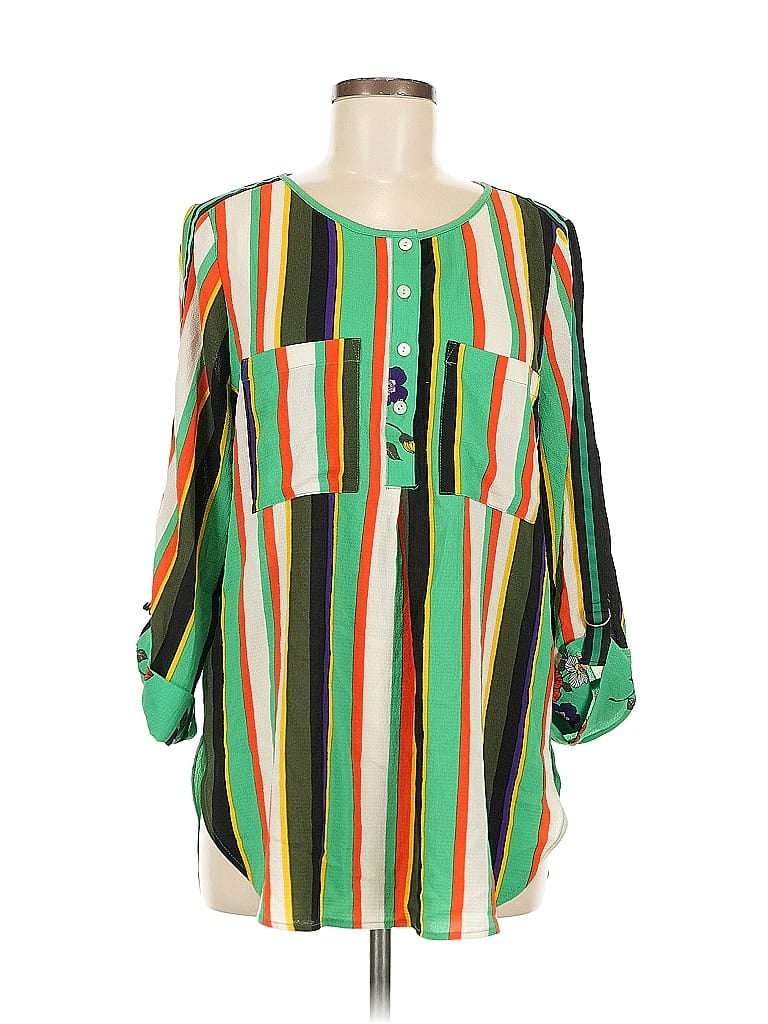 Click to view more detailed imagery on our partner's website Pre-owned Fig And Flower 3/4 Sleeve Blouse In Green