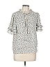 Max Studio 100% Polyester Animal Print Ivory Short Sleeve Blouse Size L - photo 1