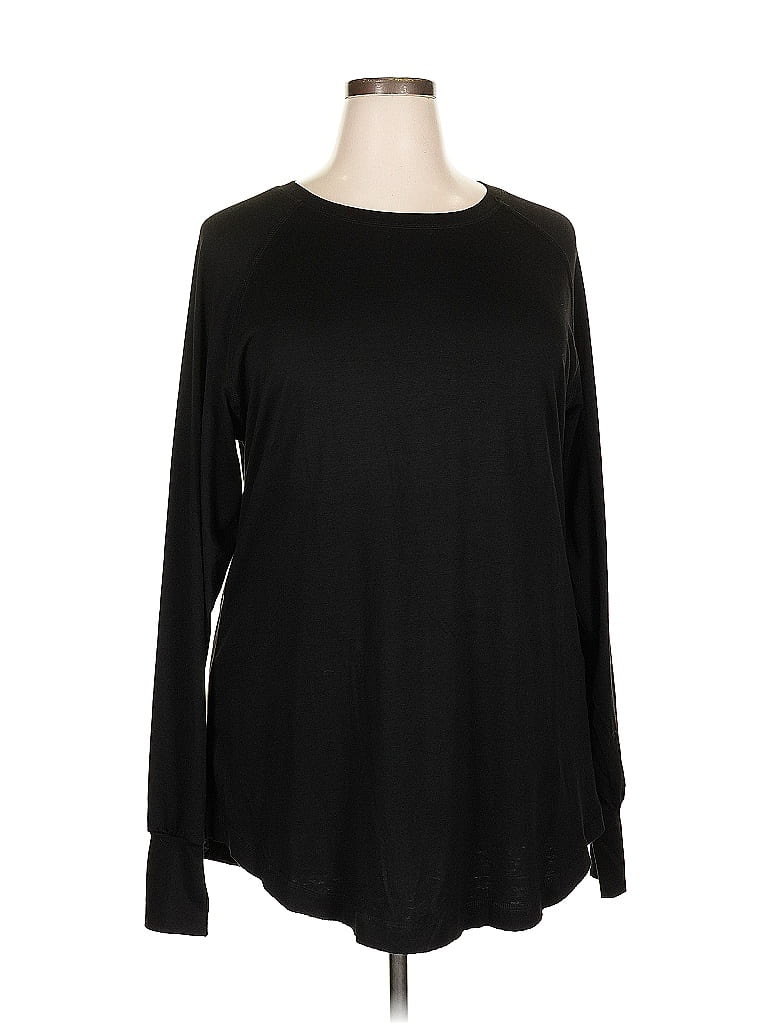Pre-owned Unbranded Long Sleeve Top Black Crew Neck Tops