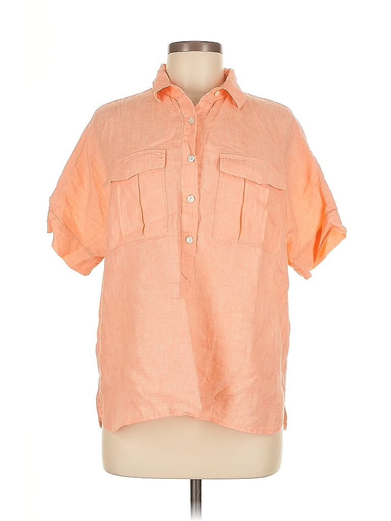 Click to view more detailed imagery on our partner's website Pre-owned Baird Mcnutt For J.crew Short Sleeve Button Down Shirt In Orange