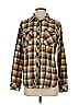 Assorted Brands Plaid Brown Yellow Long Sleeve Button-Down Shirt Size S - photo 1