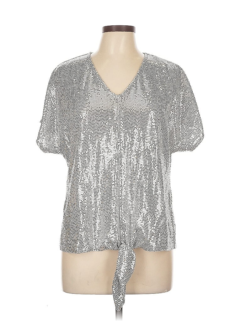 Click to view more detailed imagery on our partner's website Pre-owned Msk Short Sleeve Blouse In Silver