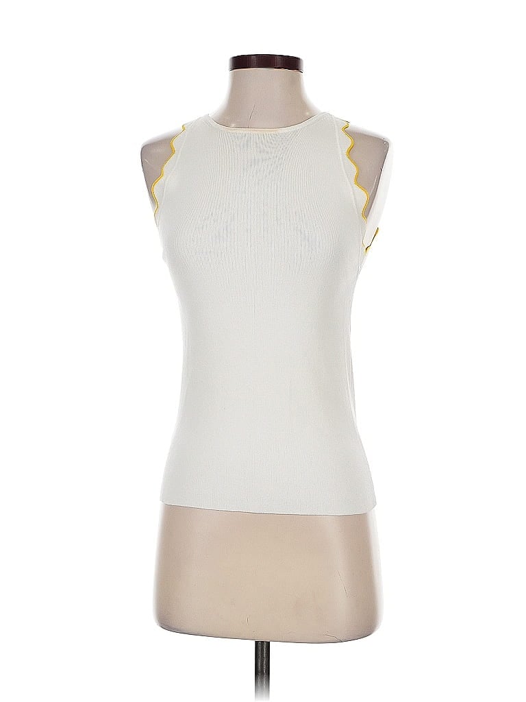 Pre-owned Ann Taylor Sleeveless Top Ivory Halter Neckline Tops In White
