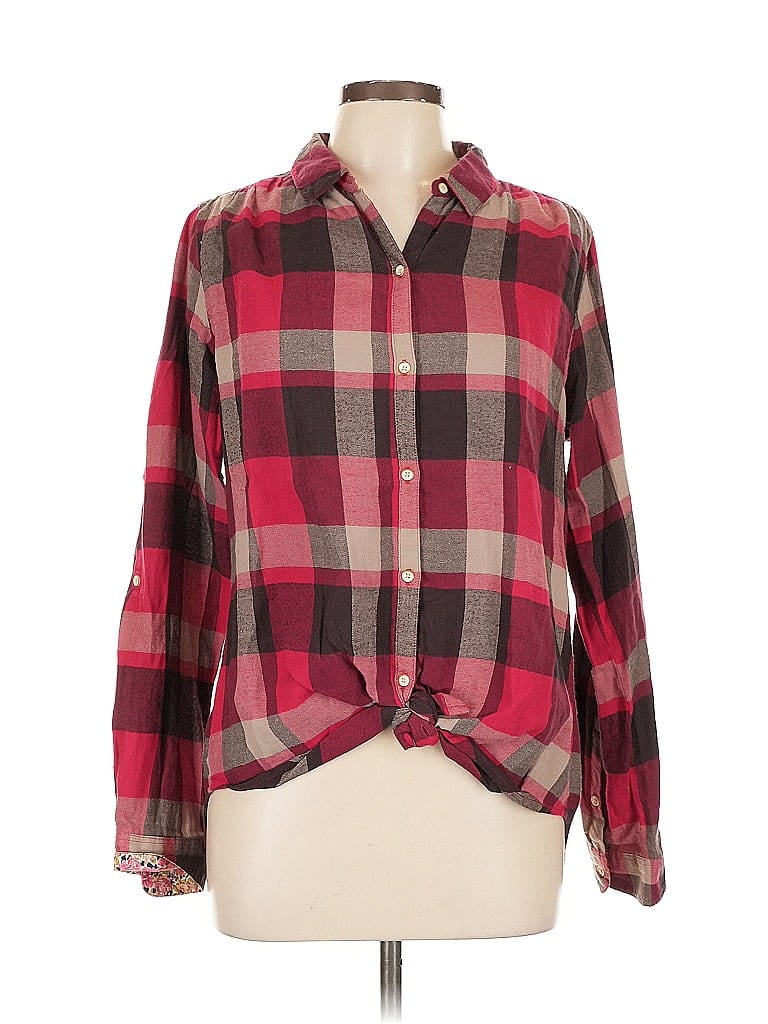 Pre-owned Isabella Sinclair Long Sleeve Button Down Shirt In Burgundy