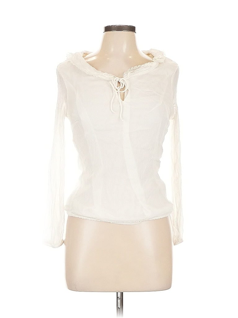 Pre-owned Lucky Brand Long Sleeve Blouse In White