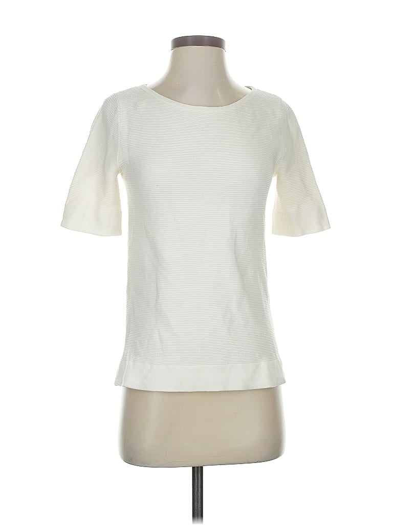 Pre-owned J.crew Factory Store Short Sleeve Top Ivory Crew Neck Tops In White