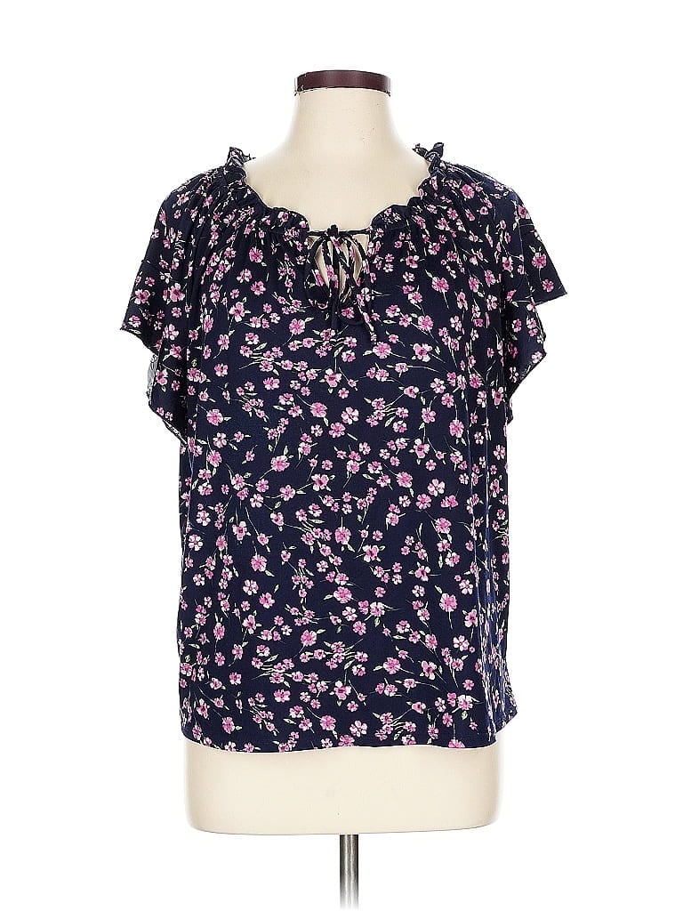 Click to view more detailed imagery on our partner's website Pre-owned Perseption Concept Short Sleeve Blouse In Purple